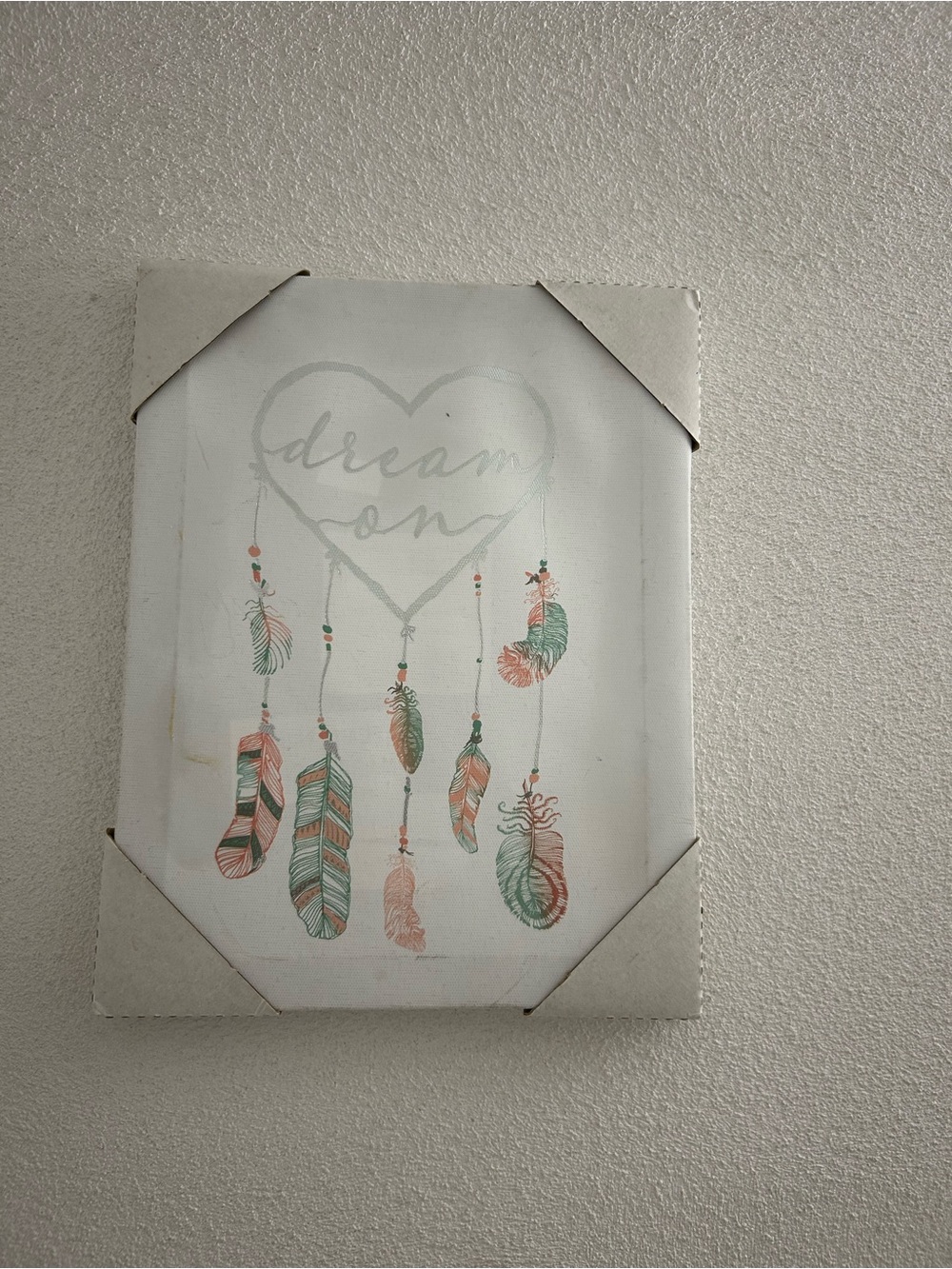 Dream On dream catcher Feather Wall Art - Mint and Coral